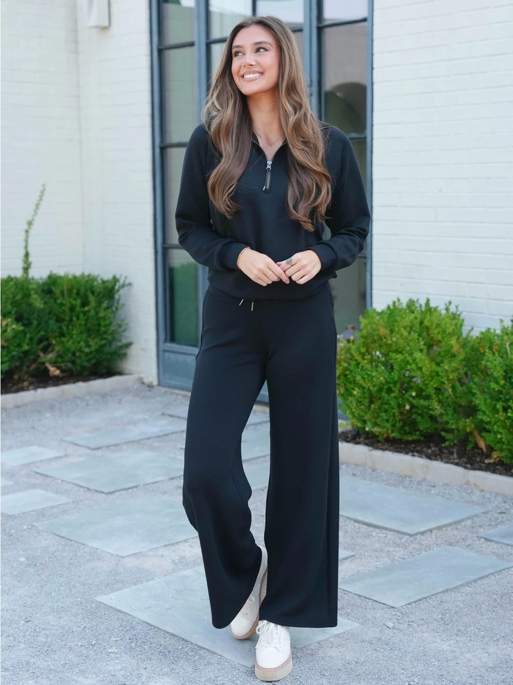 Spanx AirEssentials Wide Leg pull on comfy lounge Pant Black L